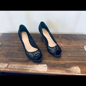 Nine West Black lace heels